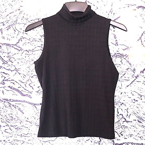 BLACK SLEEVELESS KNIT M Fashion Bug Lightweight Sweater Shell Spring Fall Office - Picture 2 of 6